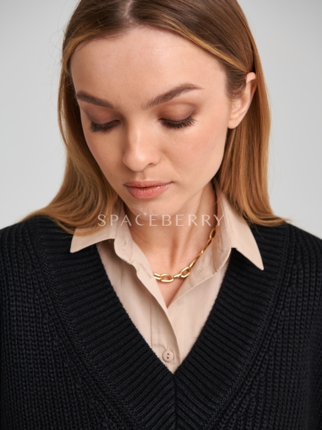 Женский вязаный джемпер оверсайз, жилет